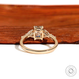 Three Stone Moissanite Engagement Ring Emerald Cut Moissanite Wedding Ring Solitaire Ring With Side Stones 14k Yellow Gold Multi Stone Ring