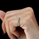 3 Row Full Eternity Wedding Band, Stackable Diamond Wedding Band, Three Row Diamond Band, Anniversary Ring, Elegant Stacking Ring