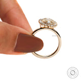 Vintage-inspired Champagne Moissanite Ring in Yellow Gold - Handcrafted Bezel Setting, Milgrain Halo Engagement Ring with Old Mine Cut