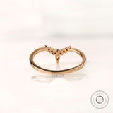 Marquise & Round Cut Chevron Wedding Band, 14k Solid Gold Contour Moissanite Wedding Band, Stacking Curved Wedding Band, Nesting Band Ring