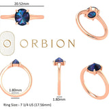 Rose Cut Oval Mystic Deep Blue Moissanite Ring, Oval Engagement Ring, 10k/14k/18k Rose Gold Ring, Promise Ring, Oval Blue Gemstone Ring