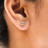 Champagne Moissanite Earrings, Old European Cut Moissanite Earrings, Screw Back Earrings, Matte Gold Earrings, Vintage Earrings Matte Gold