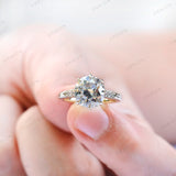 Vintage inspired Old European Cut Round Shape Moissanite Engagement Ring 18K Yellow Gold Wedding Ring Anniversary Promise Gift Ring For Her