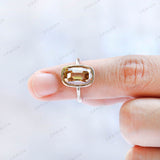 5.47 CT Old Mine Elongated Cushion Champagne Moissanite Engagement Ring, Bezel Set Solitaire Ring, Unique Color Stone Ring For Women