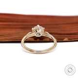 OEC Moissanite Engagement Ring, Antique Style Three Stone Ring, Vintage Solitaire Ring, Georgian Style Ring, Solid 14k Yellow Gold Ring