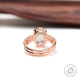 Solitaire Solid Gold Elongated Cushion Moissanite Engagement Ring Set, Bezel Bridal Sets, Gold Wedding Band Set, Anniversary Gift for Her