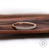 1.6 MM Round Moissanite Wedding Band, Rose Gold, 3/4 Eternity Wedding Band Women, U Prong Diamond Matching Band, Delicate Anniversary Band