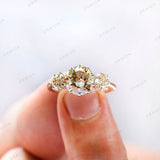 Three Stone Champagne Moissanite Vintage Engagement Ring OEC Georgian Three Stone Ring Antique Old Cut 3 Stone Ring 14k Yellow Gold