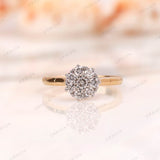 Round Lab Diamond Cluster Ring, 18K Solid Gold Diamond Floral Ring, Unique Cluster Engagement Ring, Everyday Wear Multi Stone Ring