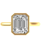 Emerald Cut Bezel Set Moissanite Engagement Ring, 10K/14K/18K Yellow Gold Ring, Solitaire Ring Gold, Wedding Ring For Her