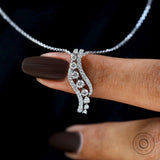 Lab Grown Diamond Journey Necklace, Wavy Drop Pendant Necklace, Diamond Swirl Necklace, White Gold Chain Necklace, Delicate Diamond Necklace