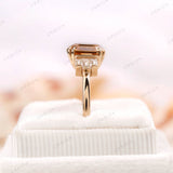 Handcrafted Champagne Cluster Ring with Emerald Cut Moissanite - Make a Statement! Perfect for a Unique Bride! Wedding Ring for Her