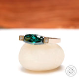 Chunky Yellow Gold Bridal Ring with Custom Cut Moissanite - Modern and Luxurious Statement Piece, Handcrafted Green Moissanite Ring