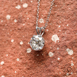 2 CT Tulip Set Old European Cut Moissanite Pendant, Solitaire Antique White Gold Pendant, Claw Prong Set Vintage Pendant, Georgian Jewelry