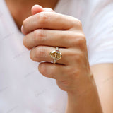 Vintage Glamour: Antique Style 6ct Pear Moissanite Teardrop Ring with Champagne Sparkle, Engagement Ring with Old Mine Cut, Gift For Her