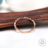 Amethyst Band Gold Wedding Band Women Art Deco Rings Stacking Antique Mini Band Dainty Beaded Milgrain Ring February Birthstone Anniversary