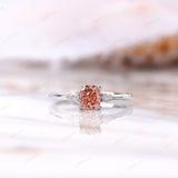 1 CT Fancy Intense Pink Cushion Lab Grown Diamond Engagement Ring, IGI Certified 14k Gold Three Stone Ring, Wedding Solitaire Ring