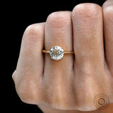 Vintage Elegance 2 Carat Round OEC Lab Grown Diamond/Moissanite Ring, Yellow Gold 8 Prong Solitaire Engagement Ring, Moissanite Vintage Ring