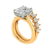 Antique Cut Lab Diamond/Moissanite Wedding Ring Set in Two Tone 18k Gold Tulip Set Hidden Halo Engagement Ring With Curved Euro Shank Band