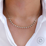 3 MM Old Cut Round Moissanite Necklace, Georgian Style Floating Stone Necklace, 14K Gold Claw Prong Statement Necklace, Layered Necklace