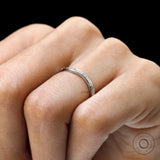 2 MM Curved Wedding Band With 5 Lab Diamonds in 18K White Gold, Matching Contour Band For Her, Curved Diamond Band, Wave Ring Diamond