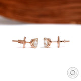 5 MM Old Mine Cut Cushion Moissanite Earrings, 14k Solid Rose Gold Ear Studs, Vintage Style Earrings, Dainty Earrings For Gifting Purpose