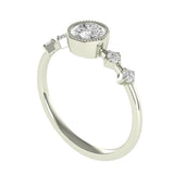 5 MM DEF Brilliant Cut Round Moissanite Engagement Ring, 10K Solid White Gold Milgrain Bezel Set Proposal Ring, Dainty Promise Ring