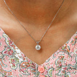 2 CT Tulip Set Old European Cut Moissanite Pendant, Solitaire Antique White Gold Pendant, Claw Prong Set Vintage Pendant, Georgian Jewelry