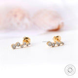 Graduated Diamond Swirl Journey Earrings, Lab Grown Diamond Bubble Drop Earrings, 10k/14k/18k Solid Gold Earrings, Bezel Set Wedding Studs