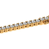3 MM Round Cut Moissanite 14K Yellow Gold Tennis Bracelet, Moissanite Bracelet Gold, Bracelet for Women, Handmade Jewelry, Gift for Her