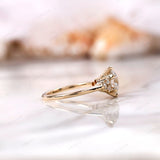 OEC Moissanite Cluster Ring, Vintage Engagement Ring, Georgian Style Ring, Antique Bridal Ring, Yellow Gold Vintage Ring, Claw Prong Ring