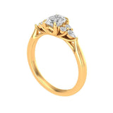 Brilliant Cut Oval Moissanite Engagement Ring, Trellis Ring, 10K/14K/18K Yellow Gold Ring, Cluster Ring Women, Anniversary Ring For Her