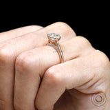 Old European Cut Moissanite Vintage Engagement Ring Tulip Setting Ring Hidden Accented Bridge Cathedral Shank Solitaire Wedding Ring