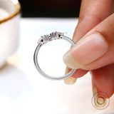 Vintage Multi Stone Curved Moissanite Band, Unique 14K white gold Curved band art deco diamond ring Matching Stacking band Promise Ring