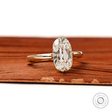 OMC Bar Culet Elongated Cushion Lab Diamond Engagement Ring in 14k Yellow Gold Compass Setting 2 Carat Antique Cut Lab Grown Diamond Ring