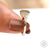 Emerald Cut Champagne Moissanite Cluster Engagement Ring Side Baguette Step Cut Color Stone Ring Unique Wedding Bridal Statement Ring