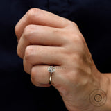 Elongated Old Mine Cut Moissanite Engagement Ring, Classic Off White Solitaire Two Tone Ring, Vintage Style Anniversary Rings For Women