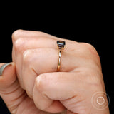 Radiant Cut Moissanite Ring, Black Moissanite Ring, East West Set Ring, Martini Basket Set Ring, Single Stone Ring, Unique Promise Ring