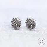 Sophisticated Floral Jewelry: Lotus Inspired Lab Diamond Earrings with a Touch of Blue, Inspired by the Majestic Lotus Bloom