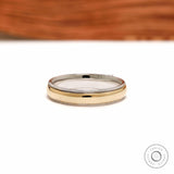 Mens Two Tone Gold Band, Mens Engagement Band Unique, Milgrain Wedding Band Men, 4 MM Wide Mens Thumb Rings, Mens Dome Wedding Band 14k Gold