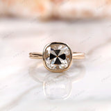 Antique Old Mine Cut Cushion Moissanite Bezel Engagement Ring 14k Yellow Gold Vintage Solitaire Ring Unique Wedding Anniversary Ring