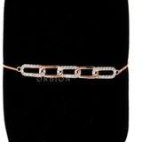 Lab Grown Diamond Link Bracelet For Women, Heart Charm Bolo Bracelet, 10k/14k/18k Solid Gold Diamond Bracelet, Valentine Day Gift for Her