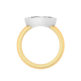 Marquise Brilliant Cut Lab Diamond/Moissanite East West Ring in 10k Solid Gold, Bezel Set Dual Tone Ring, Bezel Set Engagement Ring