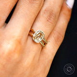 Elongated Old Mine Cut Cushion Champagne Moissanite Wedding Bridal Ring 14k Yellow Gold Double Shank Color Moissanite Statement Ring