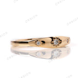 Round Starburst Lab Diamond Band, 14K Gold Wedding Band For Her, Signet Diamond Ring, North Star Celestial Ring, Dainty Diamond Band