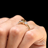 Emerald Cut Champagne Moissanite Cluster Engagement Ring Side Baguette Step Cut Color Stone Ring Unique Wedding Bridal Statement Ring