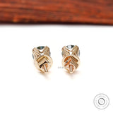 6 MM Old European Cut Blue-Green Moissanite Studs, Triple Claw Prong Studs, Tiny Vintage Style Statement Earrings, 14k Solid Yellow Gold