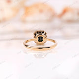 Bezel Set Dark Green Asscher Cut Moissanite Diamond Ring OMC Cut Asscher Engagement Ring 14K Yellow Gold Wedding Ring Anniversary Ring