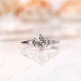 OEC Moissanite Antique Ring, Old Cut Three Stone Ring, Three Stone Vintage Gold Ring, Side Stone Tapered Baguettes, Georgian Engagement Ring