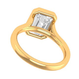 Elongated Asscher Cut Engagement Ring, Bezel Set Ring, Cathedral Ring Moissanite, Step Cut Ring, Yellow Gold Ring, Promise Ring For Her